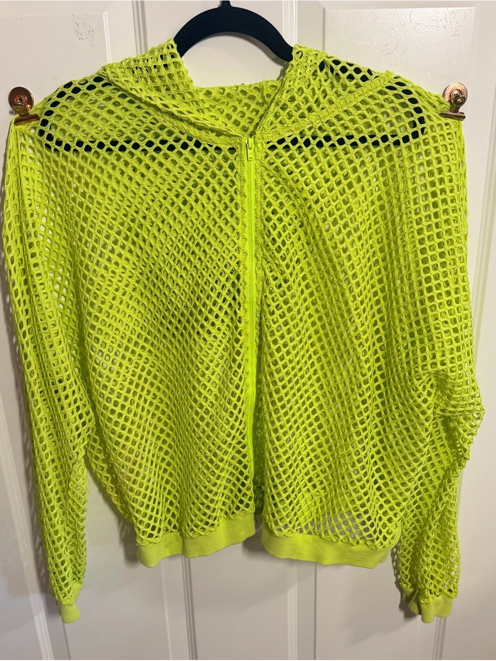 Neon Lime Mesh Zip Hoodie - Women